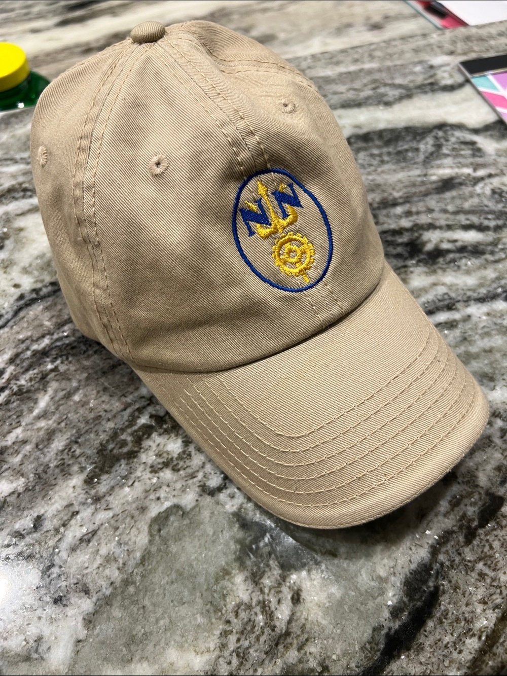 OTTO Khaki Baseball Cap with Blue and Yellow Crest